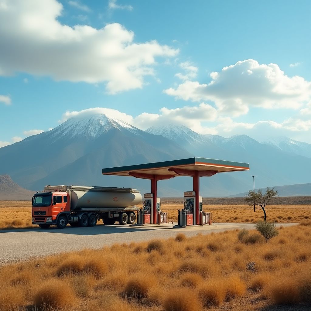 Estación de servicio en zona rural