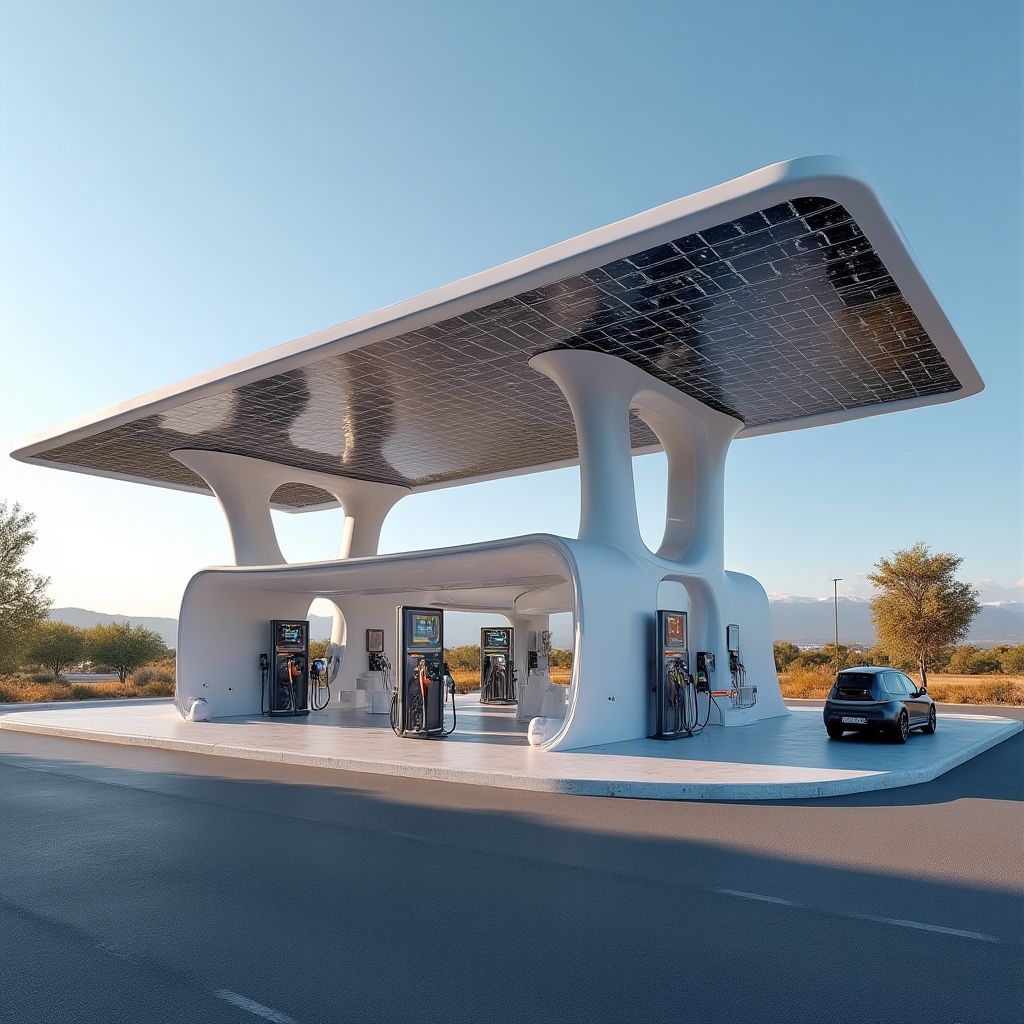 Estación de servicio moderna con tecnología avanzada